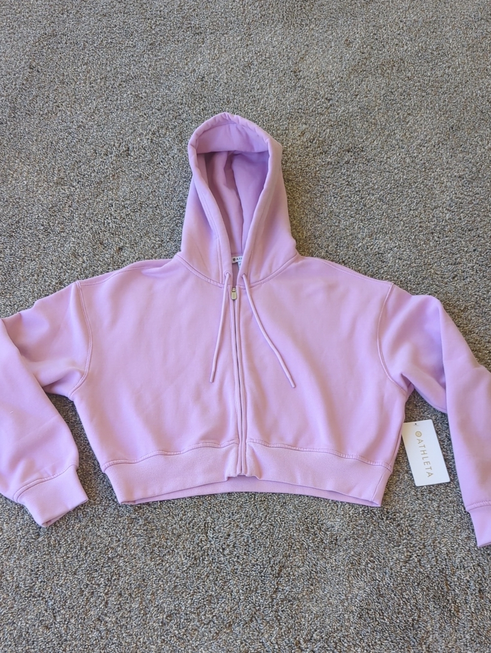 Athleta Forever Fleece Ultra Crop Full Zip Hoodie - Fleur S